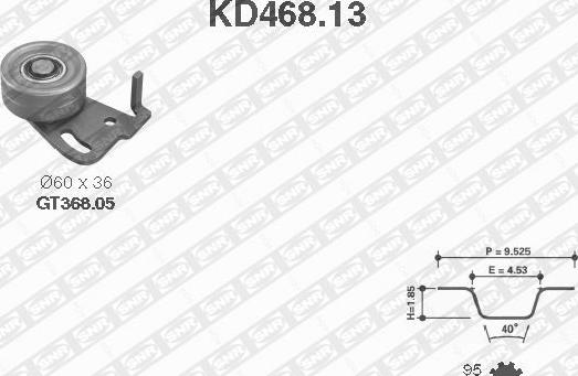 SNR KD468.13 - Комплект зубчатого ремня ГРМ autospares.lv