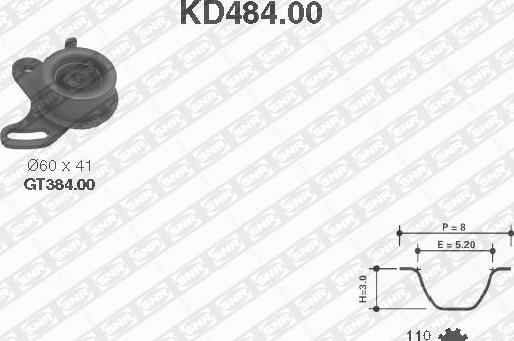 SNR KD484.00 - Комплект зубчатого ремня ГРМ autospares.lv