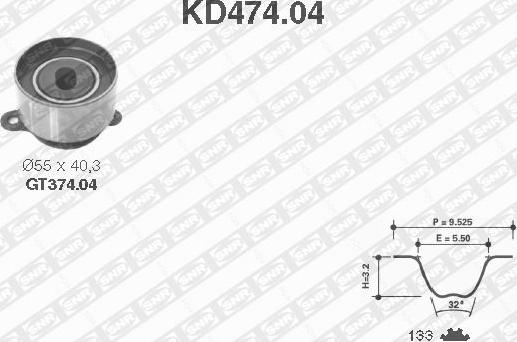 SNR KD474.04 - Комплект зубчатого ремня ГРМ autospares.lv