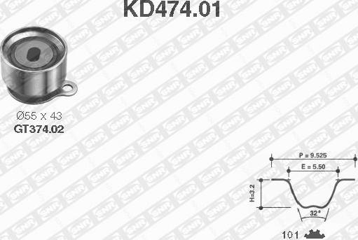 SNR KD474.01 - Комплект зубчатого ремня ГРМ autospares.lv