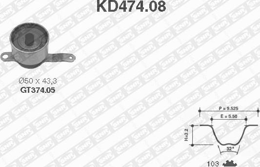 SNR KD474.08 - Комплект зубчатого ремня ГРМ autospares.lv