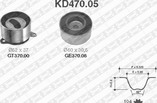 SNR KD470.05 - Комплект зубчатого ремня ГРМ autospares.lv