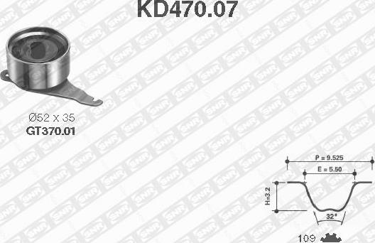 SNR KD470.07 - Комплект зубчатого ремня ГРМ autospares.lv