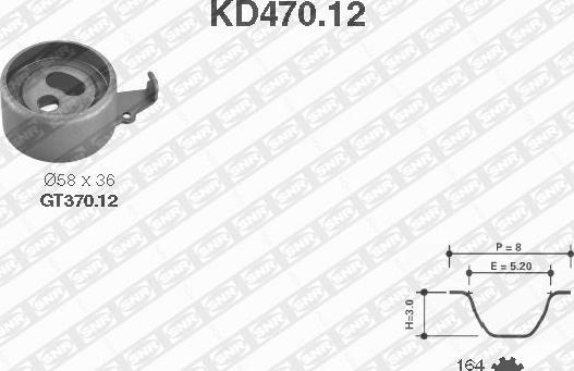 SNR KD470.12 - Комплект зубчатого ремня ГРМ autospares.lv