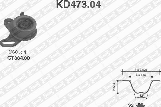 SNR KD473.04 - Комплект зубчатого ремня ГРМ autospares.lv