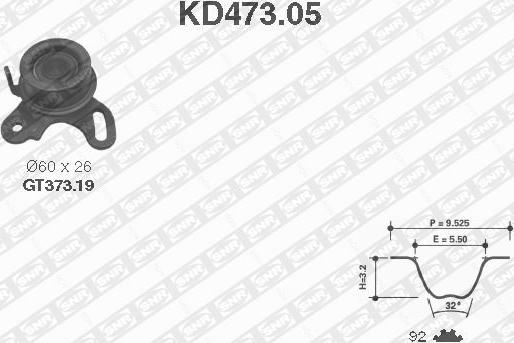 SNR KD473.05 - Комплект зубчатого ремня ГРМ autospares.lv