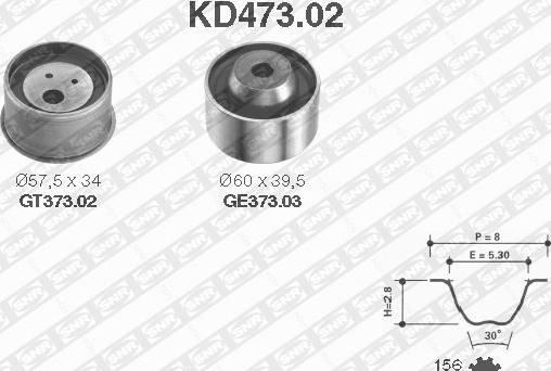 SNR KD473.02 - Комплект зубчатого ремня ГРМ autospares.lv