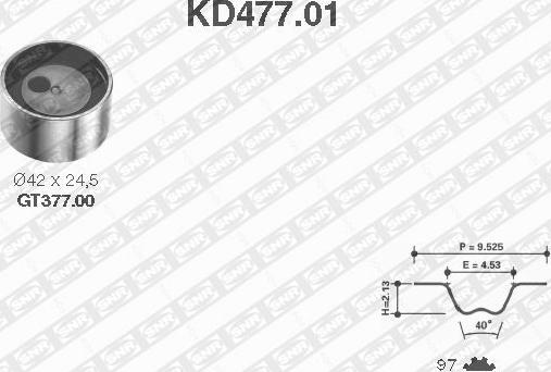 SNR KD477.01 - Комплект зубчатого ремня ГРМ autospares.lv