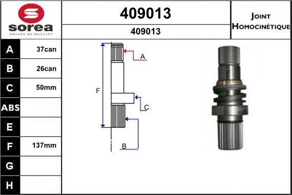 SNRA 409013 - Шарнирный комплект, ШРУС, приводной вал autospares.lv