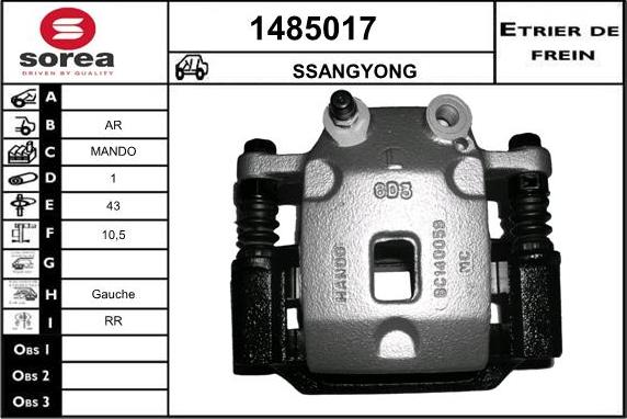 SNRA 1485017 - Тормозной суппорт autospares.lv