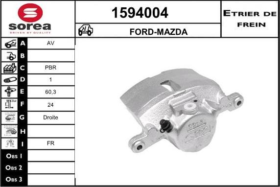 SNRA 1594004 - Тормозной суппорт autospares.lv