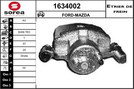 SNRA 1634002 - Тормозной суппорт autospares.lv