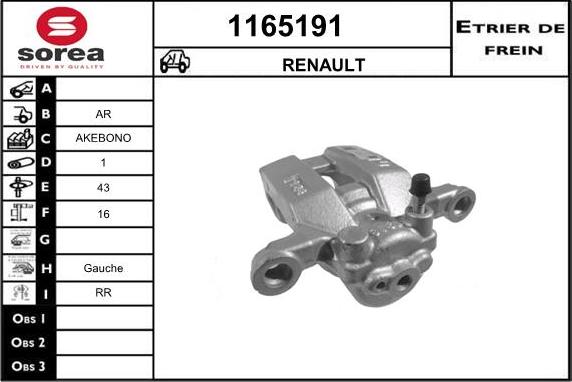 SNRA 1165191 - Тормозной суппорт autospares.lv