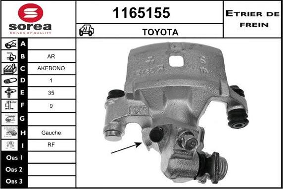 SNRA 1165155 - Тормозной суппорт autospares.lv