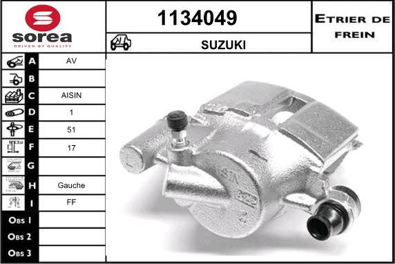 SNRA 1134049 - Тормозной суппорт autospares.lv