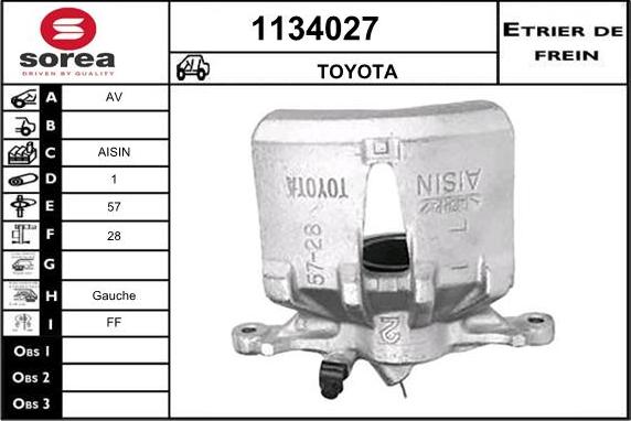 SNRA 1134027 - Тормозной суппорт autospares.lv