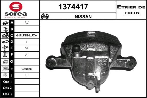 SNRA 1374417 - Тормозной суппорт autospares.lv