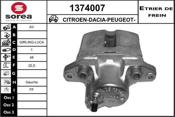 SNRA 1374007 - Тормозной суппорт autospares.lv