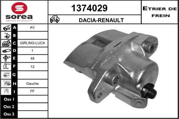 SNRA 1374029 - Тормозной суппорт autospares.lv