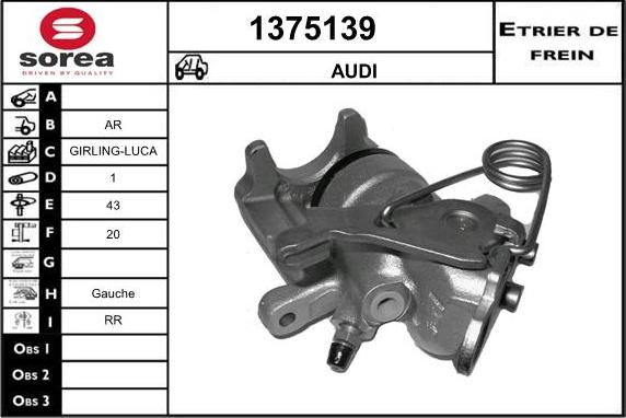 SNRA 1375139 - Тормозной суппорт autospares.lv