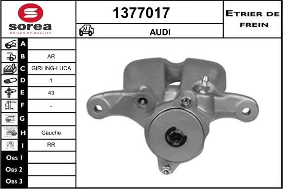 SNRA 1377017 - Тормозной суппорт autospares.lv