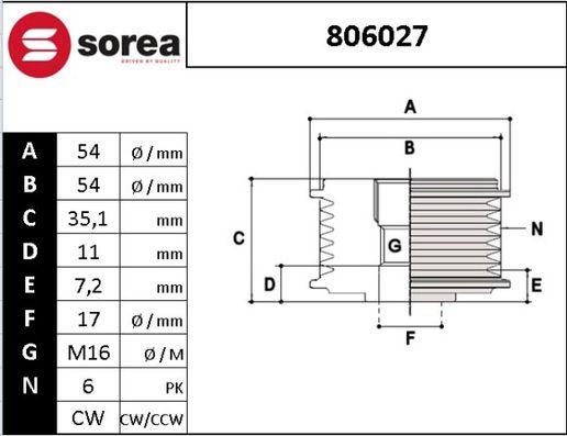 SNRA 806027 - Шкив генератора, муфта autospares.lv