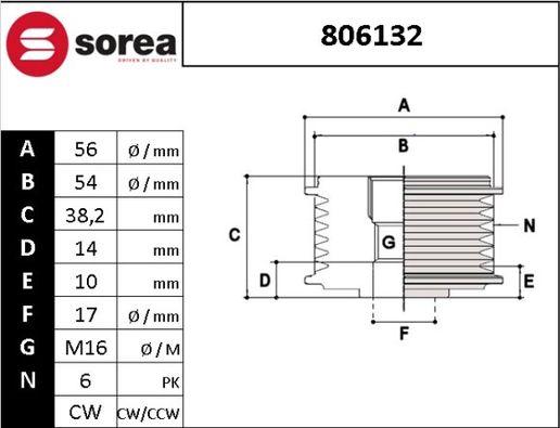 SNRA 806132 - Шкив генератора, муфта autospares.lv