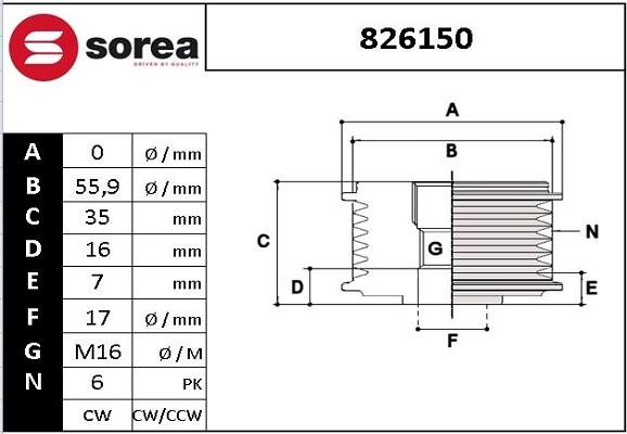 SNRA 826150 - Шкив генератора, муфта autospares.lv