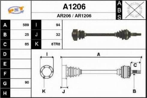 SNRA A1206 - Приводной вал autospares.lv