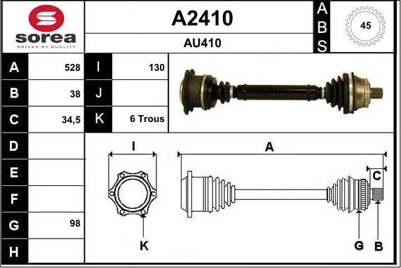 SNRA A2410 - Приводной вал autospares.lv