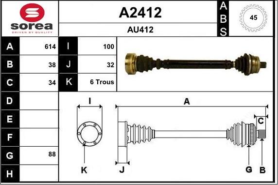 SNRA A2412 - Приводной вал autospares.lv