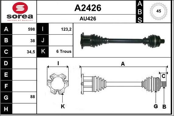 SNRA A2426 - Приводной вал autospares.lv