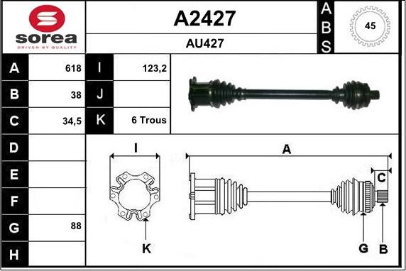 SNRA A2427 - Приводной вал autospares.lv