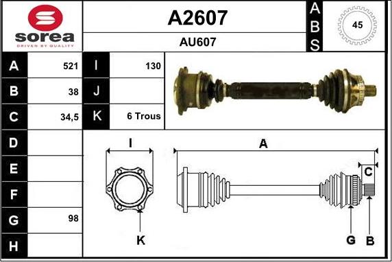 SNRA A2607 - Приводной вал autospares.lv