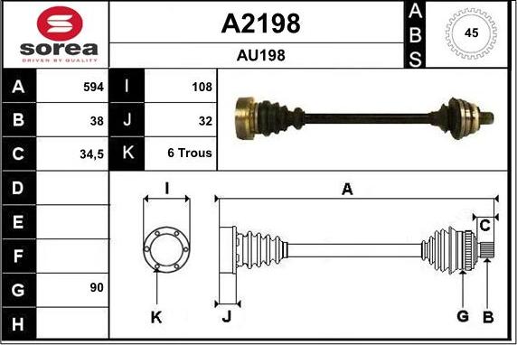 SNRA A2198 - Приводной вал autospares.lv