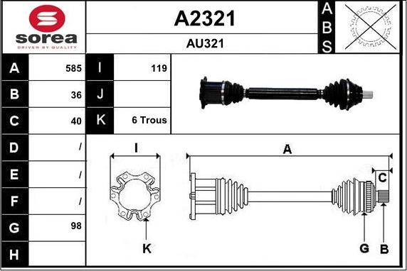 SNRA A2321 - Приводной вал autospares.lv