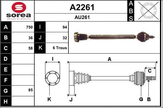 SNRA A2261 - Приводной вал autospares.lv