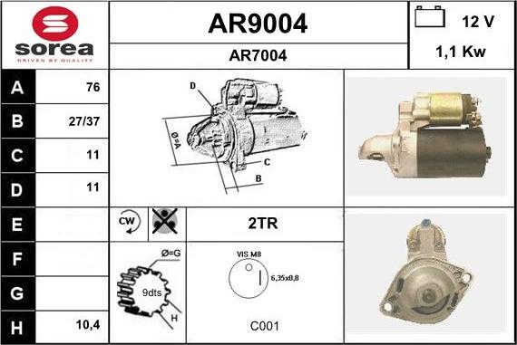 SNRA AR9004 - Стартер autospares.lv