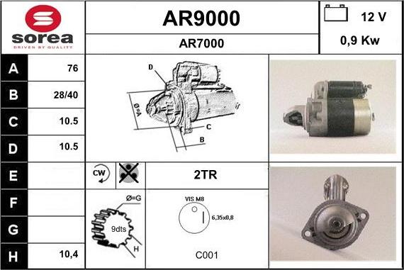 SNRA AR9000 - Стартер autospares.lv