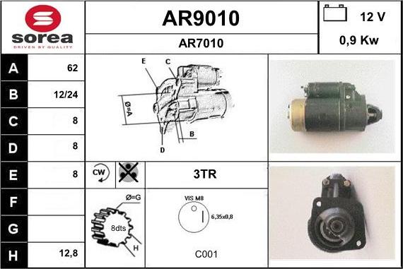 SNRA AR9010 - Стартер autospares.lv