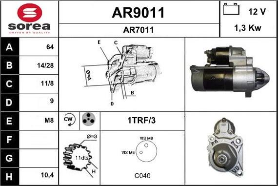 SNRA AR9011 - Стартер autospares.lv