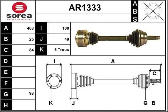 SNRA AR1333 - Приводной вал autospares.lv