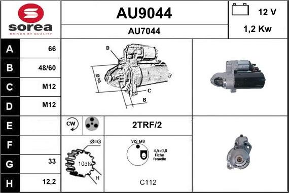 SNRA AU9044 - Стартер autospares.lv