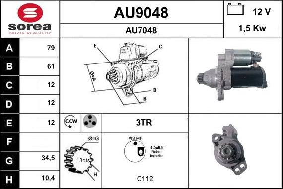 SNRA AU9048 - Стартер autospares.lv