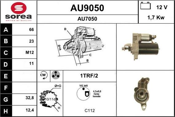 SNRA AU9050 - Стартер autospares.lv