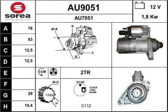 SNRA AU9051 - Стартер autospares.lv