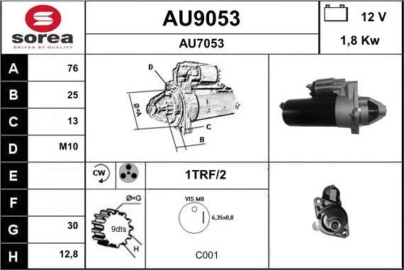 SNRA AU9053 - Стартер autospares.lv