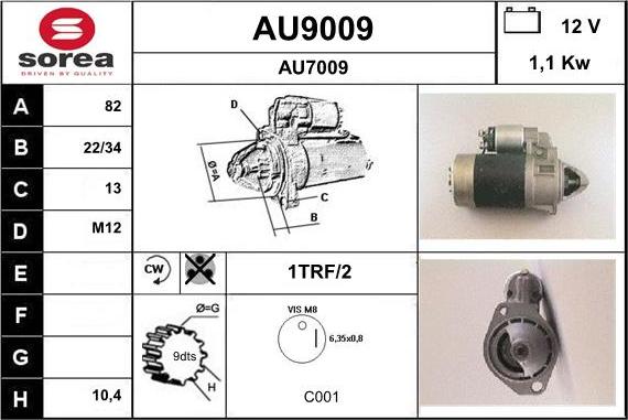 SNRA AU9009 - Стартер autospares.lv