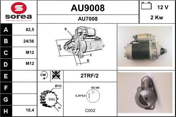 SNRA AU9008 - Стартер autospares.lv