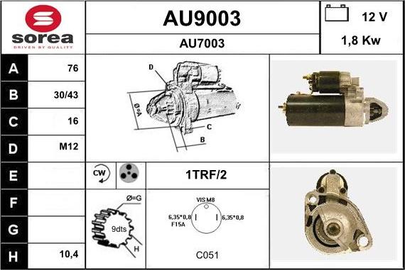 SNRA AU9003 - Стартер autospares.lv